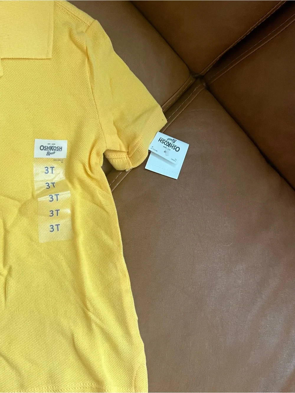 OshKosh B'gosh Boys Red Dino Tracker Graphic Tee & Yellow Polo Cotton Sz 3T NWT